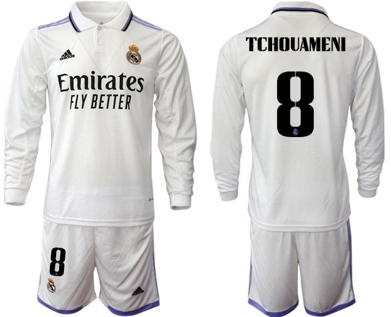 Men 2022-2023 Club Real Madrid home long sleeve white #8 Soccer Jerseys